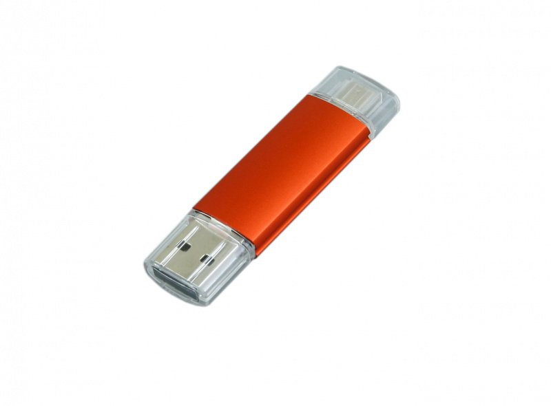 OTG 001 Флеш-накопитель.c дополнительным разъемом Micro USB, оранжевый_1